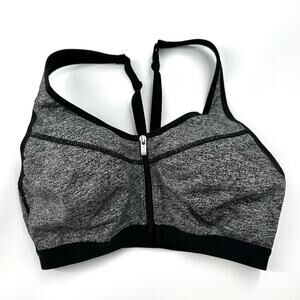 Victoria's Secret VSX Zip Front High Impact Sports Bra Grey Black Size 34C